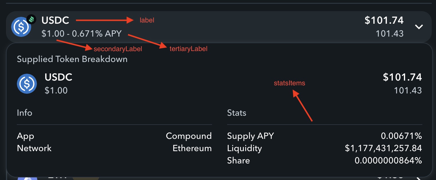 App Token Display Props